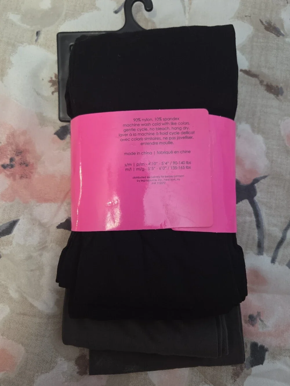 NWT Betsey Johnson 3 Pack of Womens Tights M/L 2 Black 1 Gray Nylon Spandex